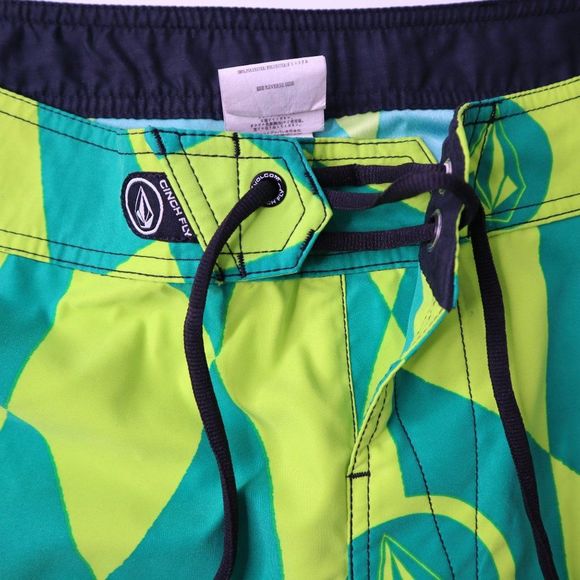 Volcom Board Shorts 36 Blue Green Diamond Back Pocket Stretch Swim Trunks Bright - Picture 4 of 8